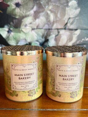 NEW 2-Pc MAIN STREET BAKERY Single Wick Candles Bath and Body Works
